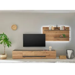 Wohnen Wandregal-Paneel und TV-Lowboard Set - Colomania (zweiteilig)