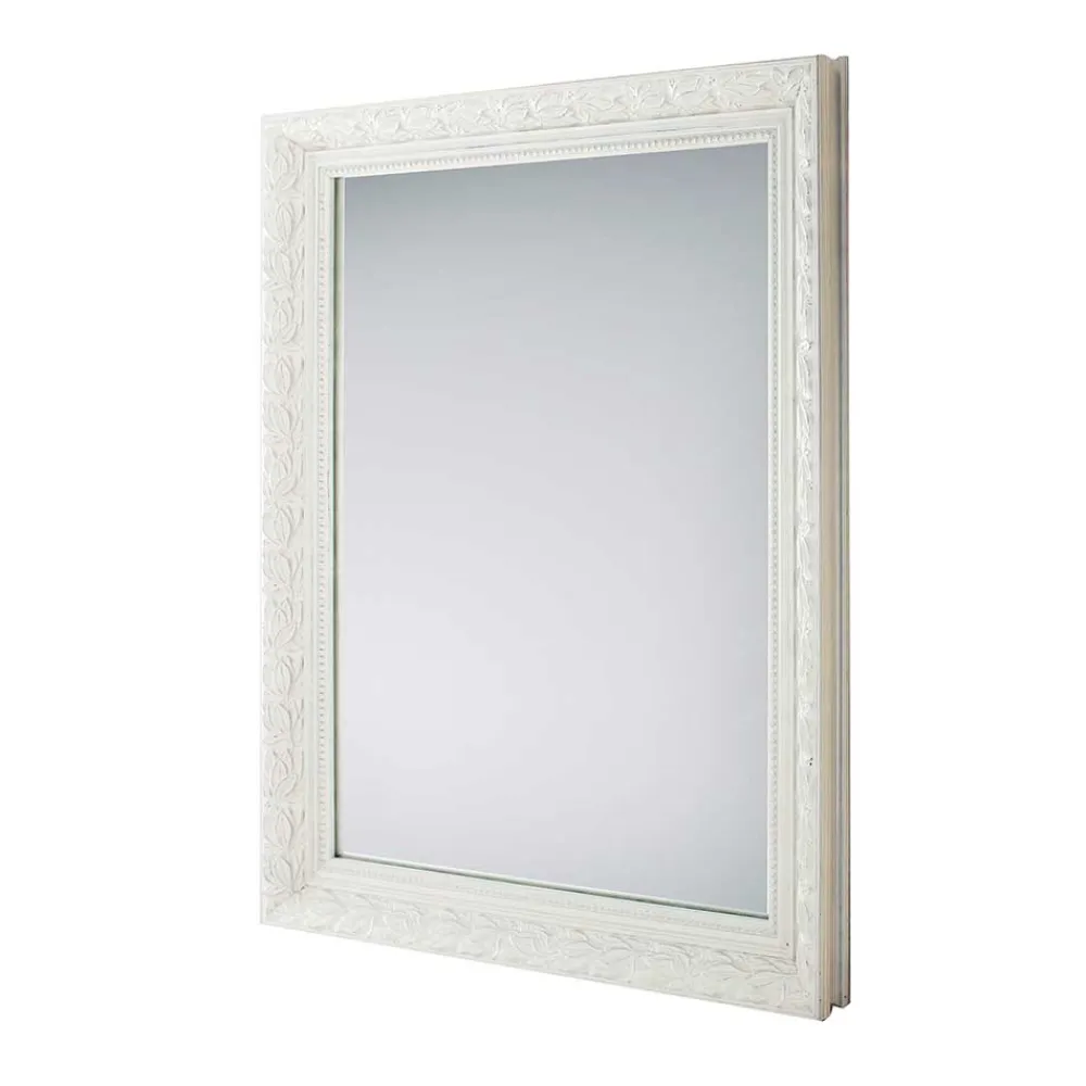 Wohnen Glasmöbel|Vintage Möbel*Wandspiegel im Vintage Look in Weiß Holzrahmen - Liancos