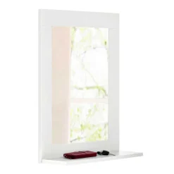 Wohnen Spiegel|Flurspiegel*Wandspiegel in Weiß mit Ablage - Gorgona