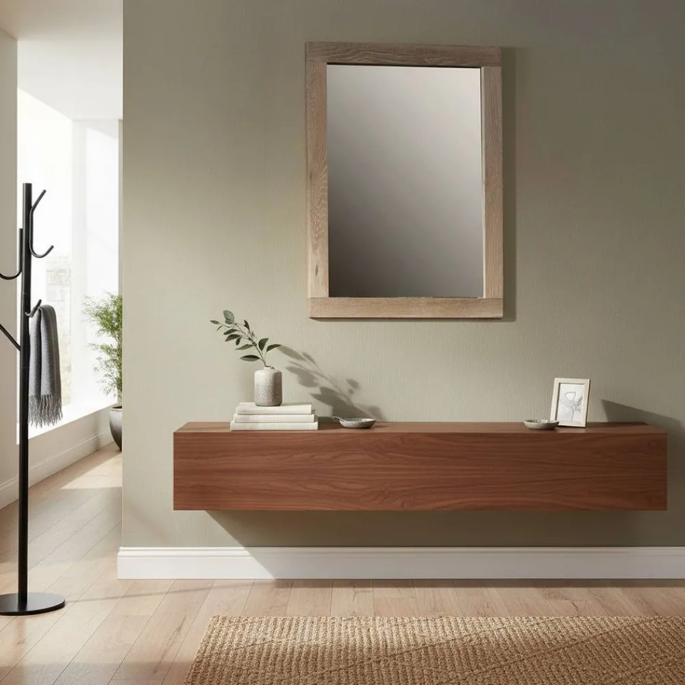 Wohnen Wandspiegel Vish in Eiche Bianco