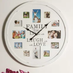 Wohnen Wanduhr Family mit Platz für 12 Fotos - Bondo
