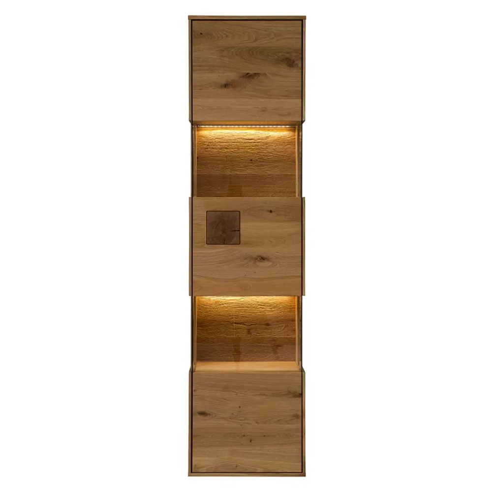 Wohnen Vitrinen|Wohnzimmer-Vitrinen*Wand-Vitrine aus Wildeiche Massivholz - Millena