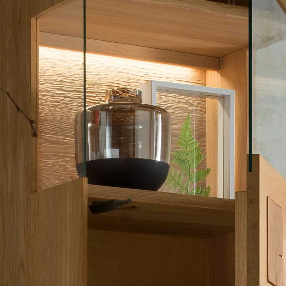 Wohnen Vitrinen|Wohnzimmer-Vitrinen*Wand-Vitrine aus Wildeiche Massivholz - Millena