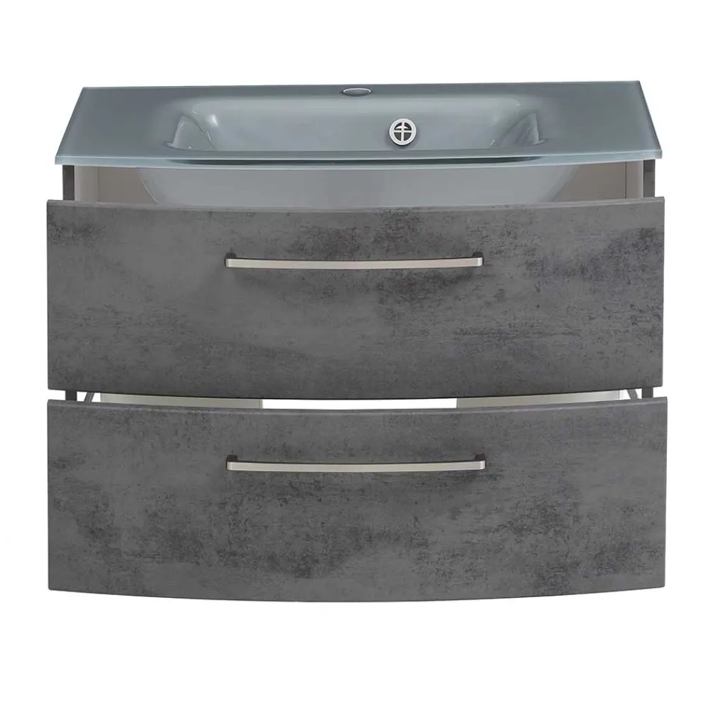 Wohnen Wand-Waschtisch mit Glasbecken in Grau - Dastroz