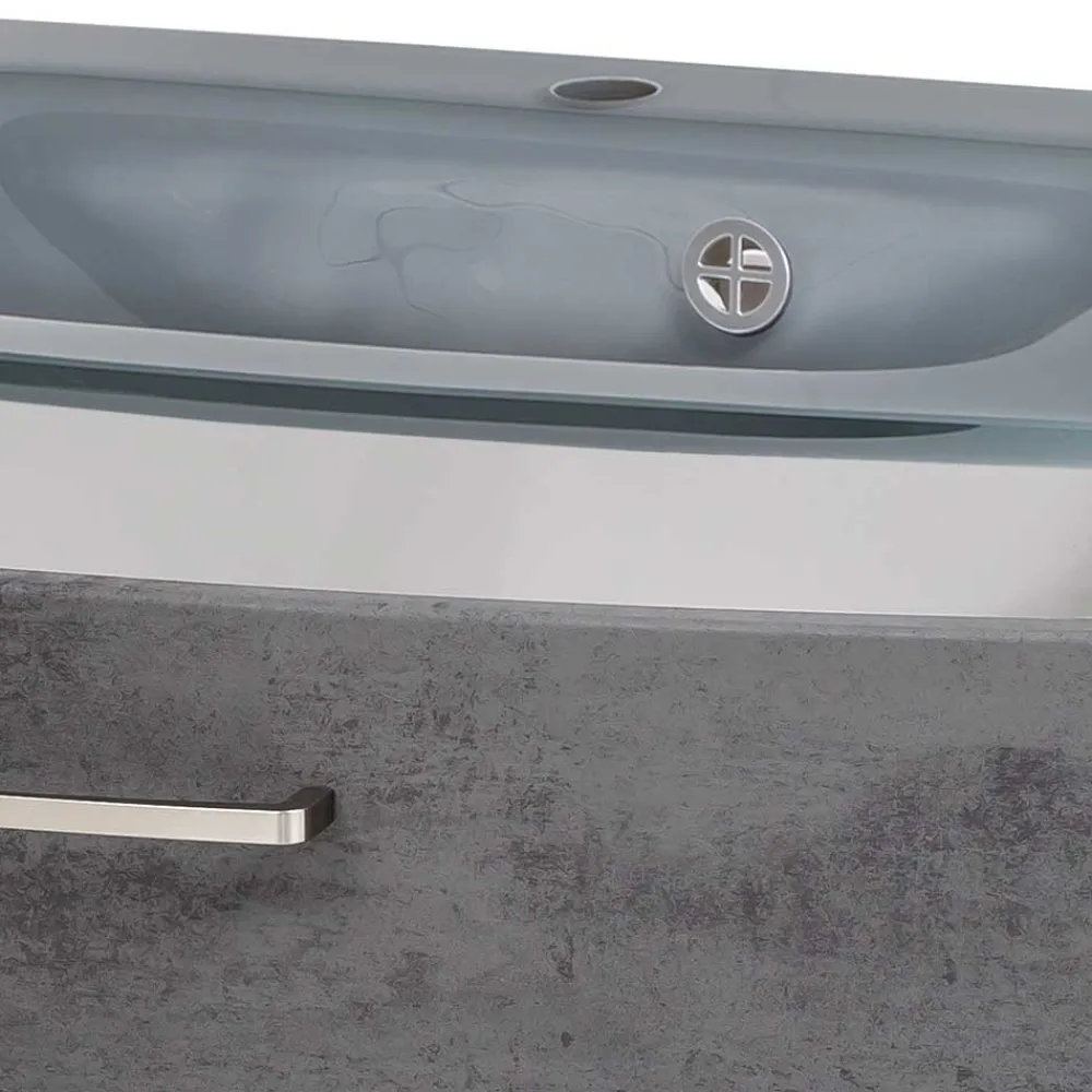 Wohnen Wand-Waschtisch mit Glasbecken in Grau - Dastroz