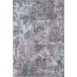 Wohnen Waschbarer Teppich in Blaugrau und Terracotta - Ursela