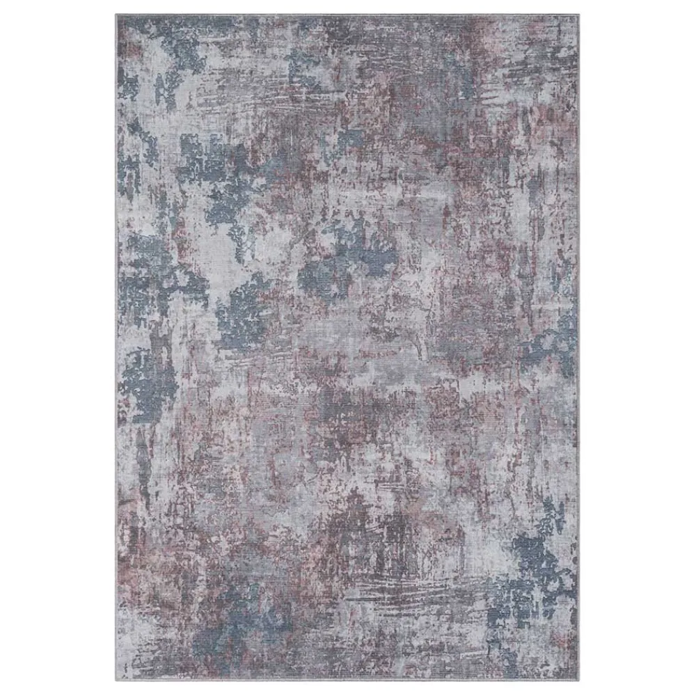 Wohnen Waschbarer Teppich in Blaugrau und Terracotta - Ursela
