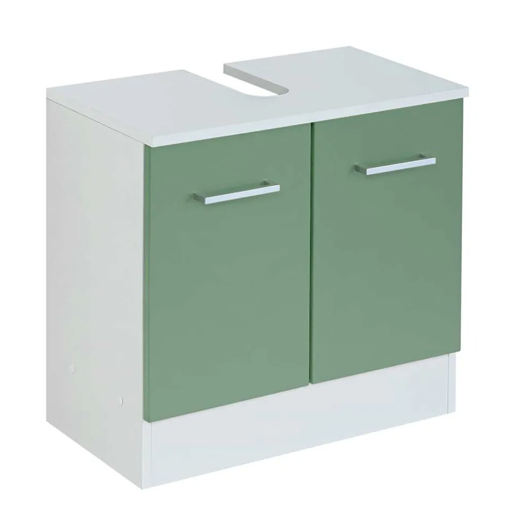 Wohnen Waschbecken Badschrank in Grün & Weiß - Loenixa