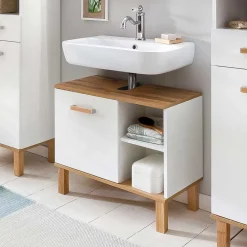 Wohnen Waschtisch|Waschbeckenunterschränke*Waschbecken Unterschrank mit Tür & 2 Fächern - Utiona