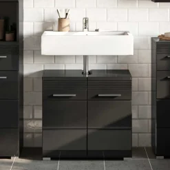 Wohnen Waschbecken Unterschrank in Schwarz Hochglanz - Culina