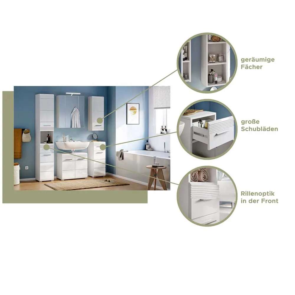 Wohnen Waschtisch|Waschbeckenunterschränke*Waschbecken Unterschrank mit Doppeltür - 60cm breit - Whale