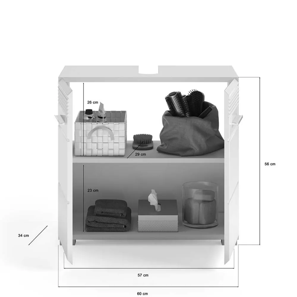 Wohnen Waschtisch|Waschbeckenunterschränke*Waschbecken Unterschrank mit Doppeltür - 60cm breit - Whale