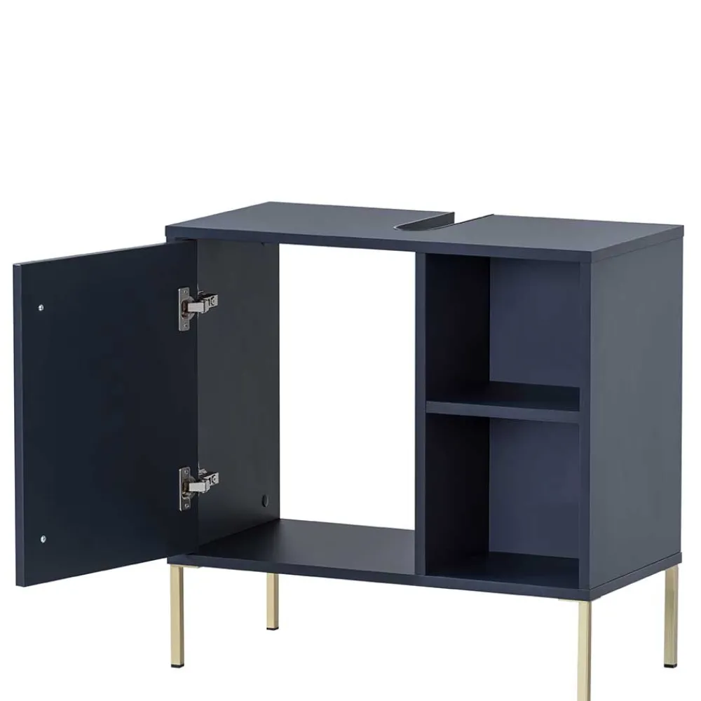 Wohnen Badschränke|Waschtisch*Waschbeckenschrank in Dunkelblau mit Gold - Chinale