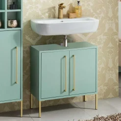 Wohnen Waschtisch|Waschbeckenunterschränke*Waschbeckenschrank in Mintgrün & Gold - Aparcian