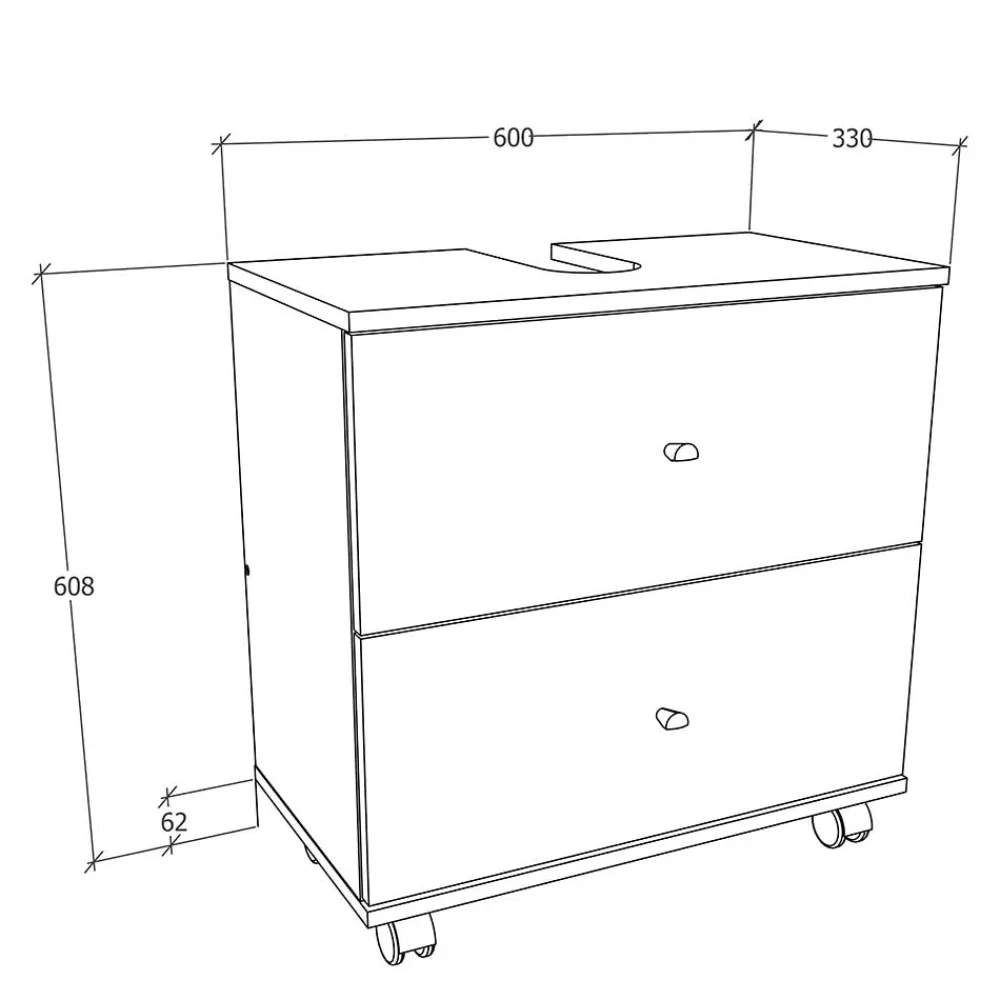Wohnen Waschtisch|Waschbeckenunterschränke*Waschbeckenschrank mit zwei Schubladen - Nelani