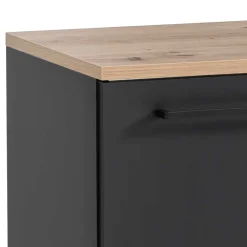 Wohnen Schwarze Möbel|Waschtisch*Waschbeckenunterschrank in Schwarz mit Wildeiche Dekor - Riguna