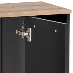 Wohnen Schwarze Möbel|Waschtisch*Waschbeckenunterschrank in Schwarz mit Wildeiche Dekor - Riguna