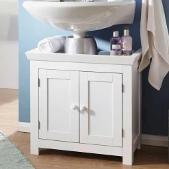 Wohnen Waschtisch|Waschbeckenunterschränke*Waschbeckenunterschrank in Weiß mit Doppeltür - Hank