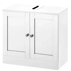 Wohnen Waschtisch|Waschbeckenunterschränke*Waschbeckenunterschrank in Weiß mit Metallgriffen - Gorgona