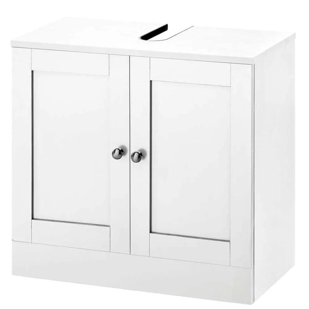 Wohnen Waschtisch|Waschbeckenunterschränke*Waschbeckenunterschrank in Weiß mit Metallgriffen - Gorgona