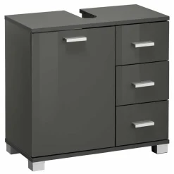 Wohnen Waschtisch|Waschbeckenunterschränke*Waschbeckenunterschrank in Grau glänzend - Ulivia