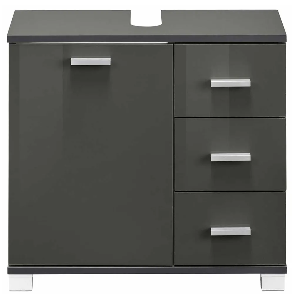 Wohnen Waschtisch|Waschbeckenunterschränke*Waschbeckenunterschrank in Grau glänzend - Ulivia