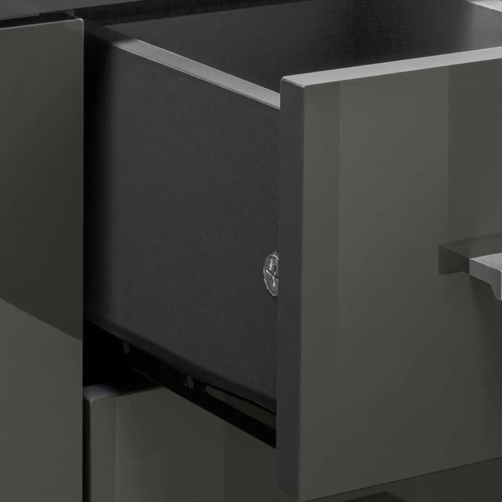 Wohnen Waschtisch|Waschbeckenunterschränke*Waschbeckenunterschrank in Grau glänzend - Ulivia