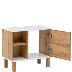 Wohnen Waschtisch|Waschbeckenunterschränke*Waschbeckenunterschrank in Eiche NB & Weiß - Voinla