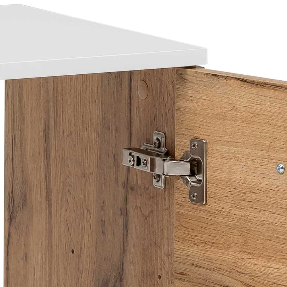 Wohnen Waschtisch|Waschbeckenunterschränke*Waschbeckenunterschrank in Eiche NB & Weiß - Voinla