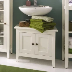 Wohnen Waschtisch|Waschbeckenunterschränke*Waschbeckenunterschrank in Weiß lasiert - Lousias