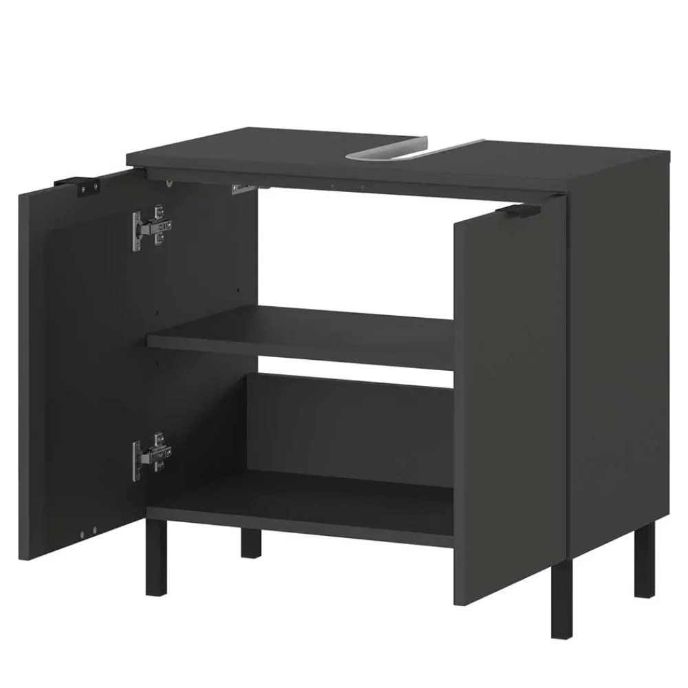 Wohnen Graue Möbel|Waschtisch*Waschbecken-Unterschrank in Dunkelgrau - Quado