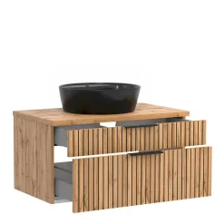 Wohnen Waschtisch|Waschbeckenunterschränke*Waschkommode mit Aufsatzbecken in Schwarz - Crystoga