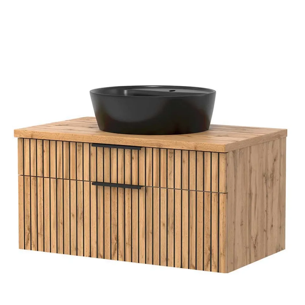 Wohnen Waschkonsole & LED Spiegel & Hängeschrank - Crystoga I (dreiteilig)