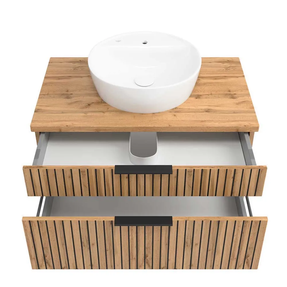 Wohnen Schwarze Möbel|Glasmöbel*Waschkonsole & Spiegelschrank & Unterschrank - Crystoga II (dreiteilig)