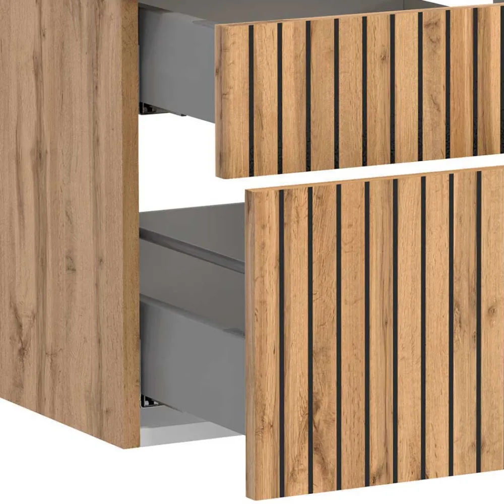 Wohnen Schwarze Möbel|Glasmöbel*Waschkonsole & Spiegelschrank & Unterschrank - Crystoga II (dreiteilig)