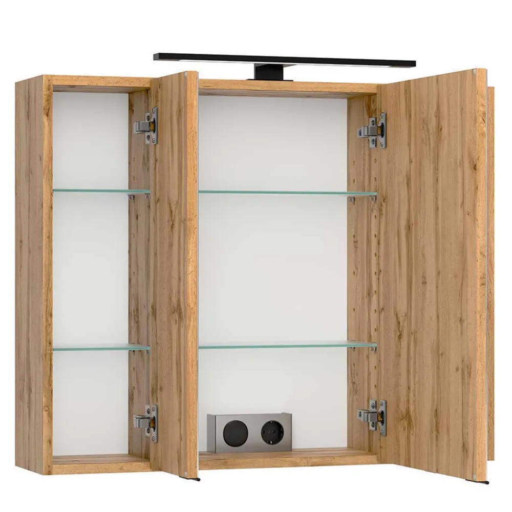 Wohnen Schwarze Möbel|Glasmöbel*Waschkonsole & Spiegelschrank & Unterschrank - Crystoga II (dreiteilig)