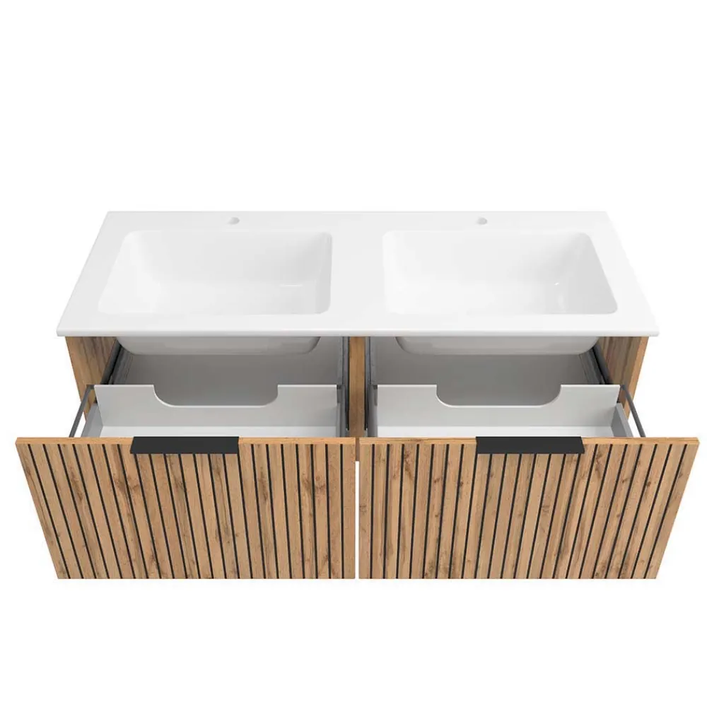 Wohnen Waschkonsole Duo & Lichtspiegel & Schrank - Crystoga (vierteilig)