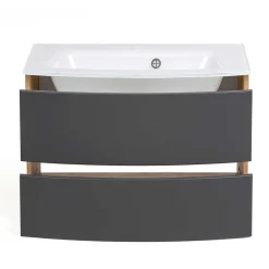 Wohnen Waschtisch|Waschbeckenunterschränke*Waschkonsole in Grau & Wildeiche - Larutta