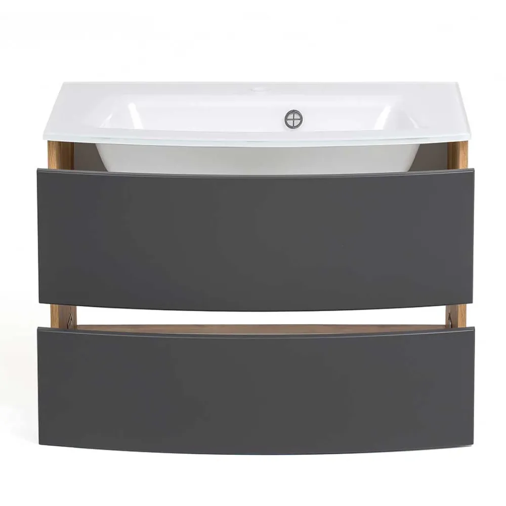 Wohnen Waschtisch|Waschbeckenunterschränke*Waschkonsole in Grau & Wildeiche - Larutta