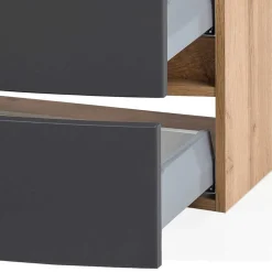 Wohnen Waschtisch|Waschbeckenunterschränke*Waschkonsole in Grau & Wildeiche - Larutta