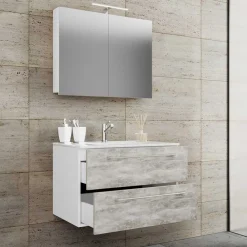 Wohnen Waschplatz Kombi in Betonoptik - Salvadore (zweiteilig)