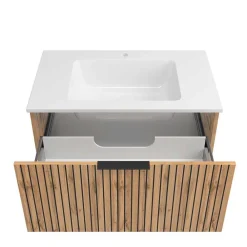 Wohnen Waschtisch & LED Spiegel & Midischrank - Crystoga I (dreiteilig)