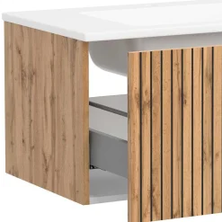 Wohnen Waschtisch & LED Spiegel & Midischrank - Crystoga I (dreiteilig)