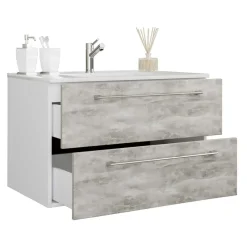 Wohnen Waschtisch|Waschbeckenunterschränke*Waschtisch in Betonoptik in Weiß - Salvadore