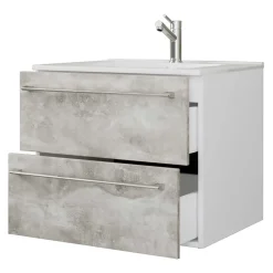 Wohnen Waschtisch|Waschbeckenunterschränke*Waschtisch in Betonoptik in Weiß - Salvadore