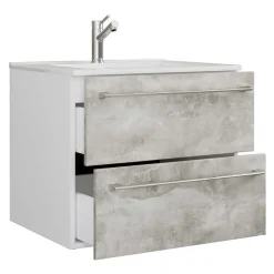 Wohnen Waschtisch|Waschbeckenunterschränke*Waschtisch in Betonoptik in Weiß - Salvadore