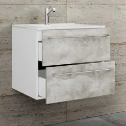 Wohnen Waschtisch|Waschbeckenunterschränke*Waschtisch in Betonoptik in Weiß - Salvadore