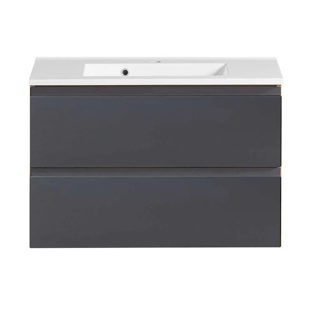 Wohnen Badschränke|Waschtisch*Waschtisch in mattem Grau & Wildeiche - Jambi