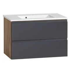 Wohnen Badschränke|Waschtisch*Waschtisch in mattem Grau & Wildeiche - Jambi