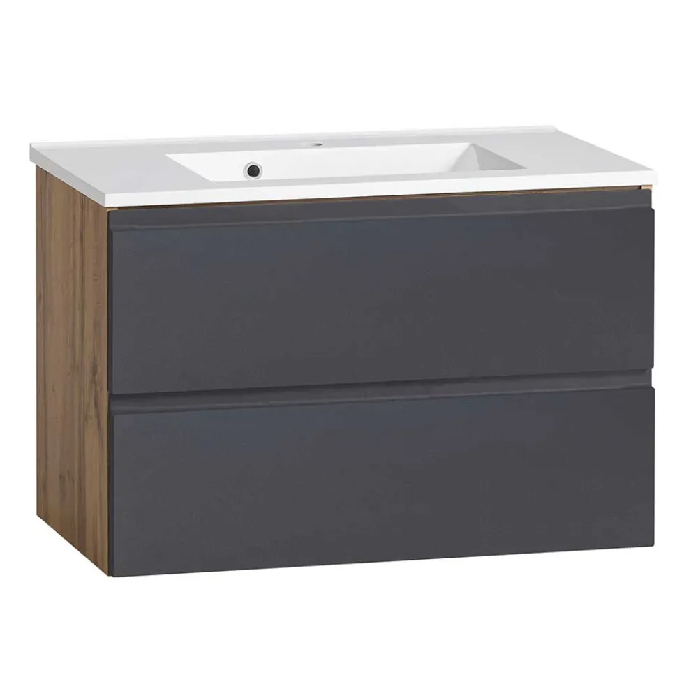 Wohnen Badschränke|Waschtisch*Waschtisch in mattem Grau & Wildeiche - Jambi
